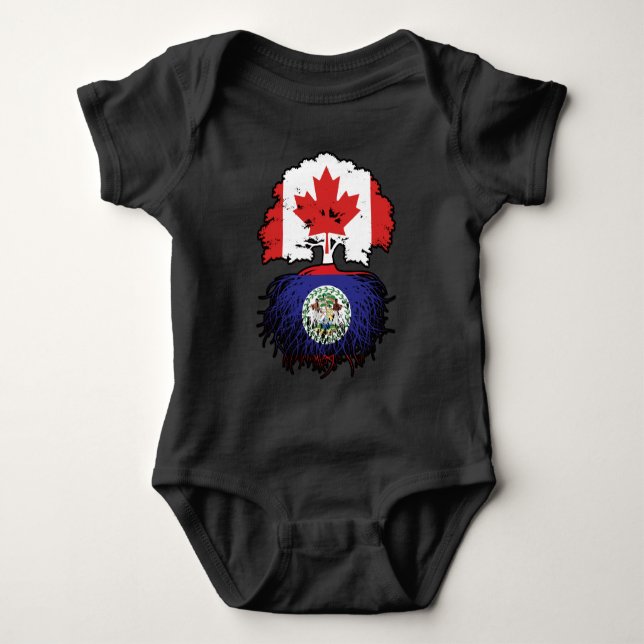 Body Para Bebê Belize Belizean Canada Tree Roots Flag (Frente)