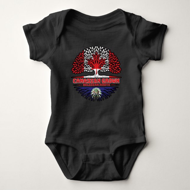 Body Para Bebê Belize Belizean Canada Tree Roots Flag (Frente)