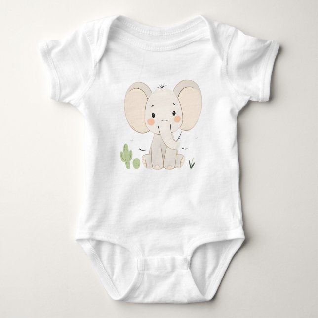Body Para Bebê Belo Elefante Baby Jersey (Frente)