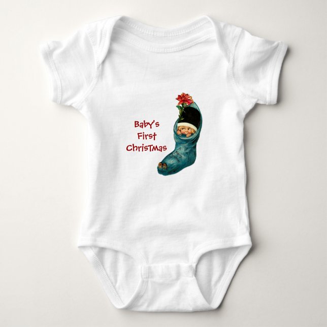 Body Para Bebê Belo Natal, Pequena Criança, Azul Rosa (Frente)