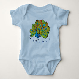 Body Para Bebê Belo Pássaro Pavão Laranja Amarelo Azul Verde