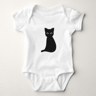 Body Para Bebê Belo traje de bebê de gato preto.