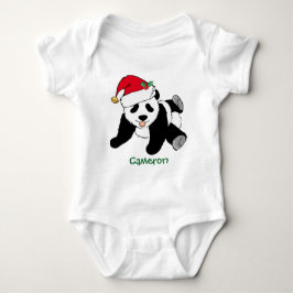 Body Para Bebê Belo Urso de Panda de Natal personalizado em Santa