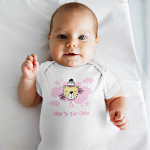 Body Para Bebê Belo Urso Novo Na Garota Rosa Da Tripulação