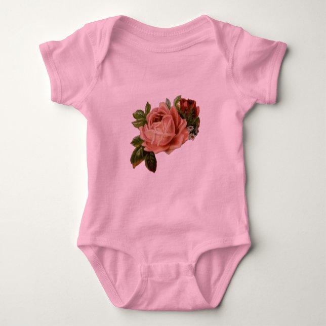 Body Para Bebê Belos Rosas Vintage (Frente)