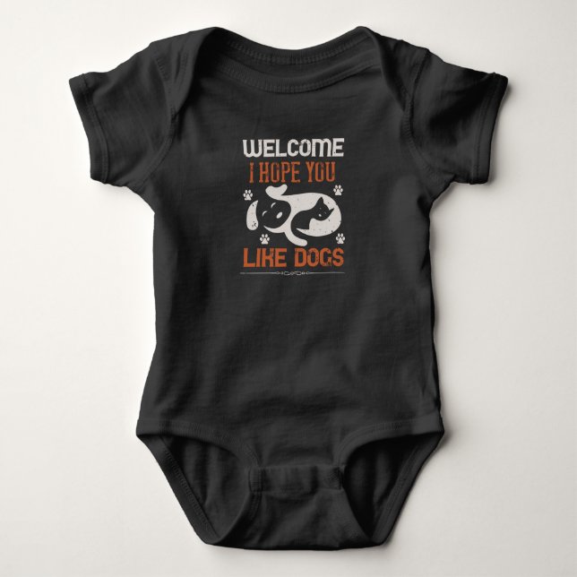 Body Para Bebê Bem-vindo, espero que você goste de Cachorros (Frente)