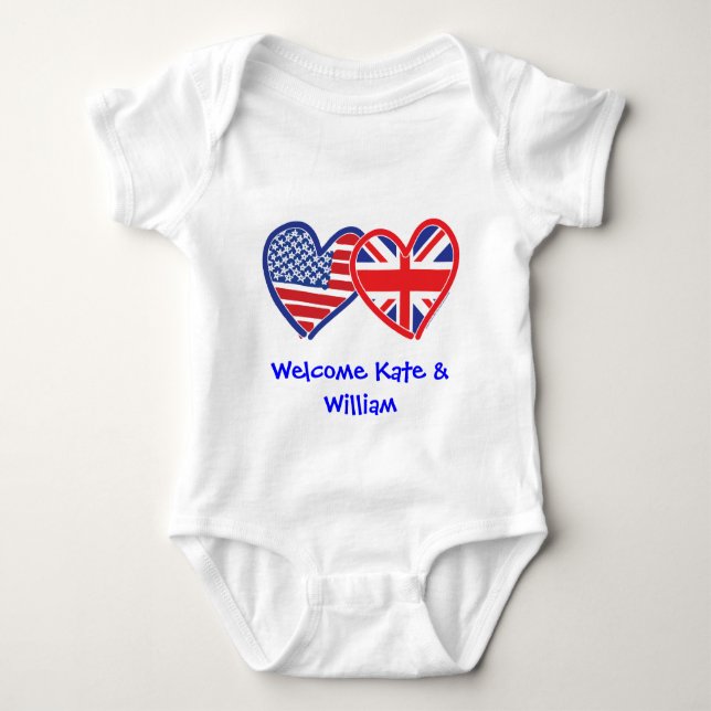 Body Para Bebê Bem-vindo Kate & William/ Royal Wedding (Frente)