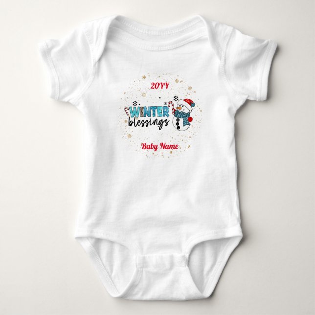 Body Para Bebê Bênçãos do inverno Personalizam (Frente)