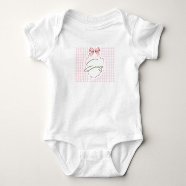 Body Para Bebê Berçário Personalizado de Bebê Menina com Laço e X (Frente)