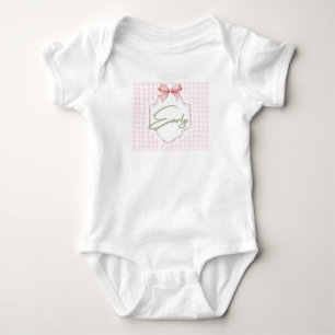 Body Para Bebê Berço Personalizado Everly Menina com Laço e Xadre