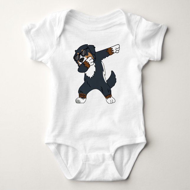 Body Para Bebê Bernese Mountain Dog Dabbing Dancing Funny Gift (Frente)