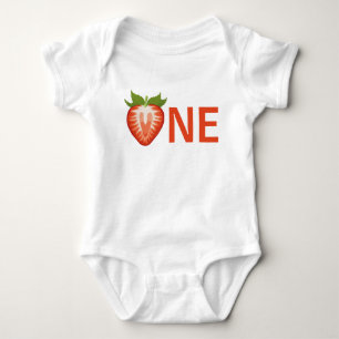 Body Para Bebê Berry One Strawberry Girl no primeiro aniversário