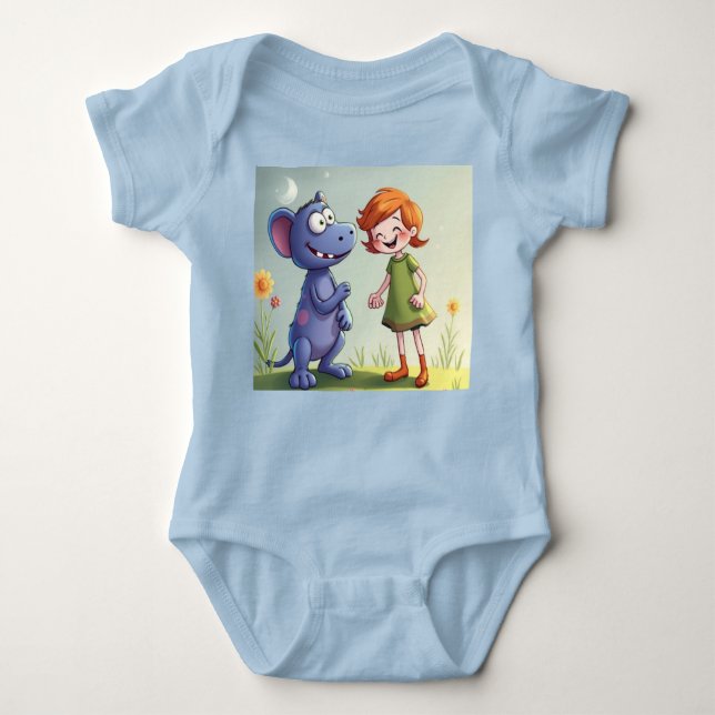 Body Para Bebê Beste Freunde Ein Mädchen und ihr lustiger Monster (Frente)