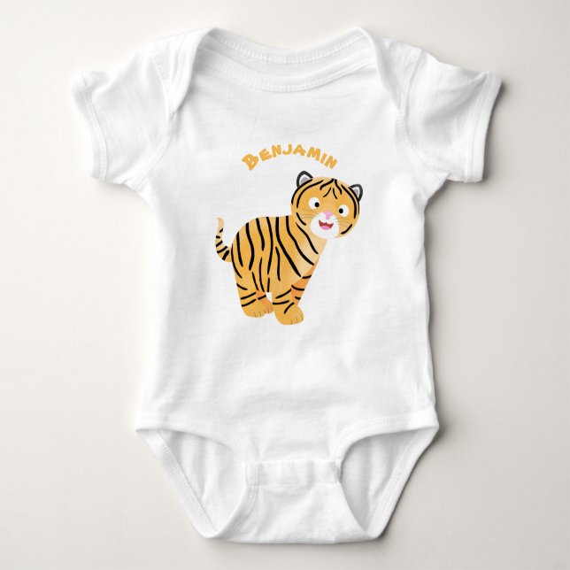 Body Para Bebê Bicho de tigre feliz e bonito (Frente)