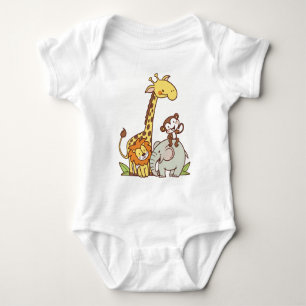 Body Para Bebê Bichos De Cartoon Bonitos - Girafa, Leão E Macaco