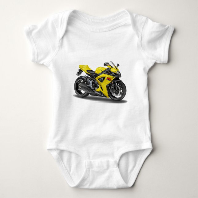 Body Para Bebê Bicicleta amarela de Suzuki GSX-R600 (Frente)