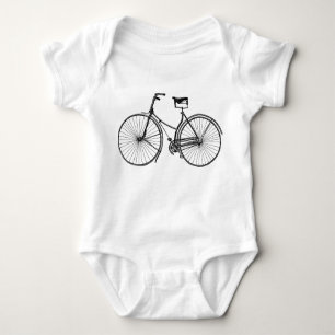 Body Para Bebê Bicicleta Vintage - Preto