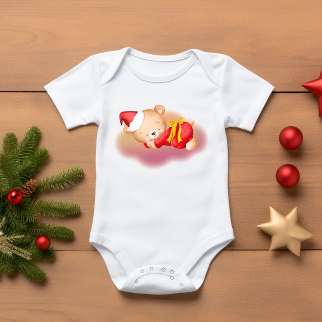 Body Para Bebê Bico de Urso de Natal Dormindo (Criador carregado)