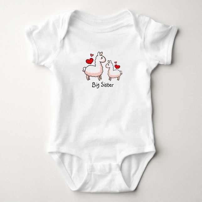 Body Para Bebê Big Sister Llama (Frente)