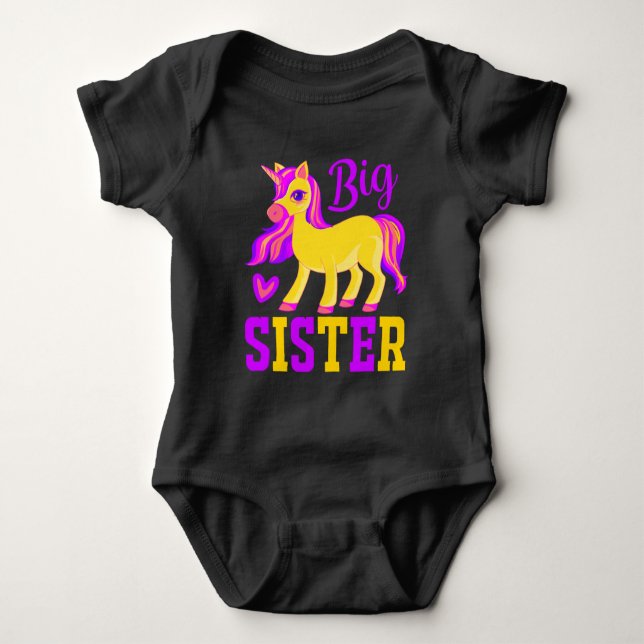 Body Para Bebê Big Sister Magical Unicorn (Frente)