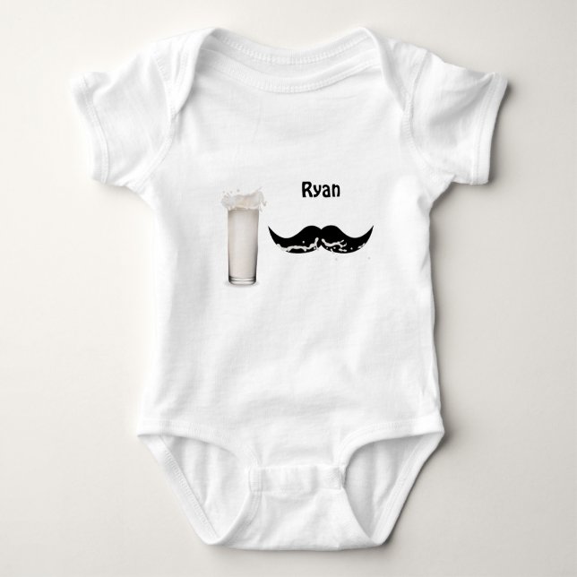 Body Para Bebê Bigode Leite Personalizado (Frente)