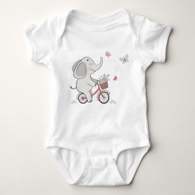 Body Para Bebê Bike do Elefante Whimsso - Crianças Design (Frente)