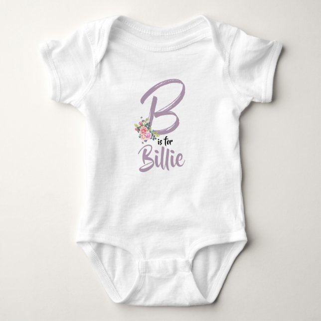 Body Para Bebê Billie Name Baby Outfit Letra B Romper Floral (Frente)