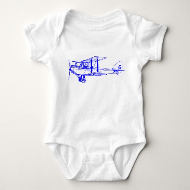 Body Para Bebê Biplano Antigo - Azul (Frente)