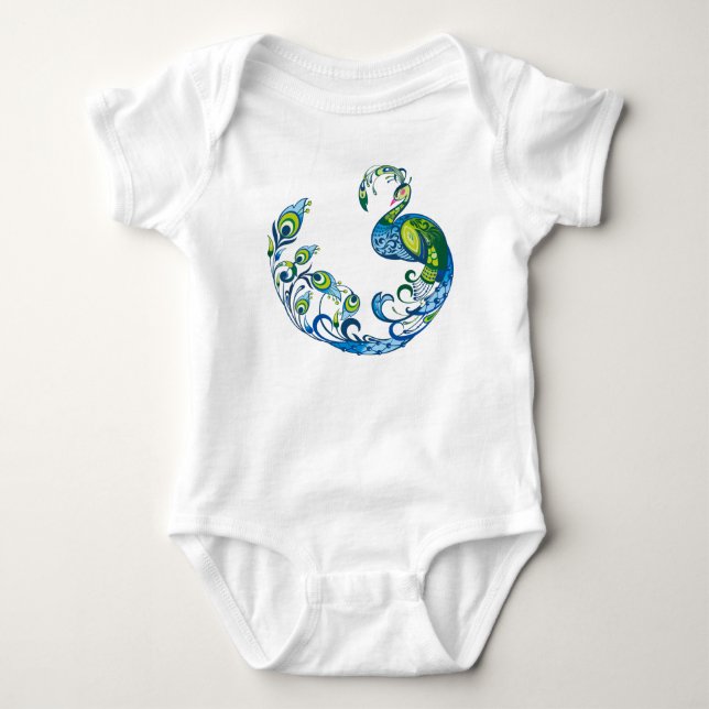 Body Para Bebê Bird Peafowl Feather Pavão (Frente)