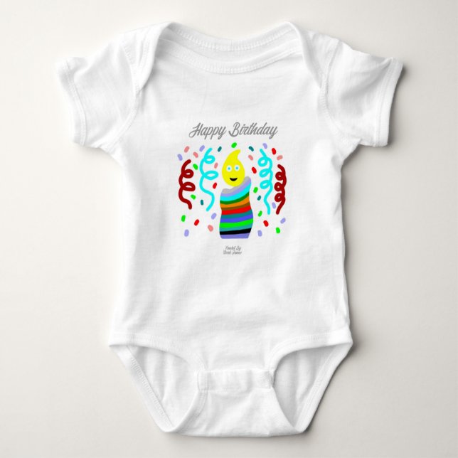 Body Para Bebê Birthday Candle Greetings Baby Jersey Bodysuit (Frente)