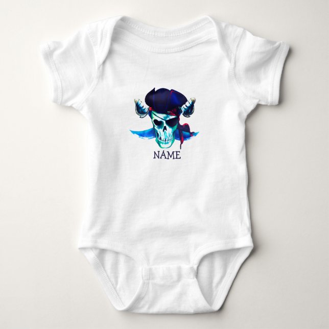 Body Para Bebê Birthday Pirate Skull Baby Bodydress (Frente)