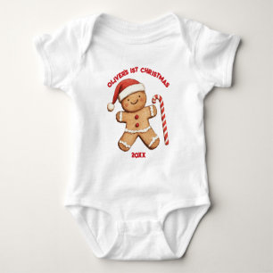 Body Para Bebê Biscoito de Gengibre Bonito Bebê Primeiro 1º Natal
