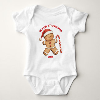 Body Para Bebê Biscoito de Gengibre Bonito Bebê Primeiro 1º Natal