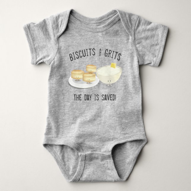 Body Para Bebê Biscoitos e Comida de Grits (Frente)
