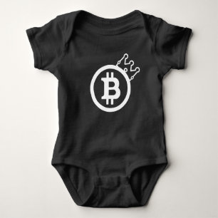 Body Para Bebê BITCOIN-Bebê Onsie com Coroa-PRETO-Cryptocurrency