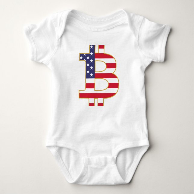 Body Para Bebê Bitmoney USA Flag - Btc Crypto (Frente)