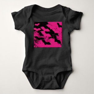 Body Para Bebê Black Bats In Flight Pink