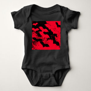 Body Para Bebê Black Bats In Flight Red