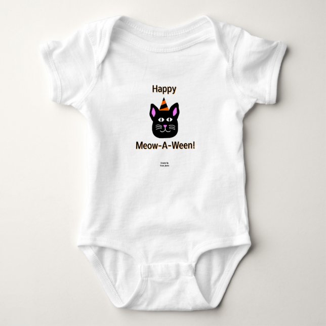 Body Para Bebê Black Cat Meow-A-Ween Baby Jersey (Frente)