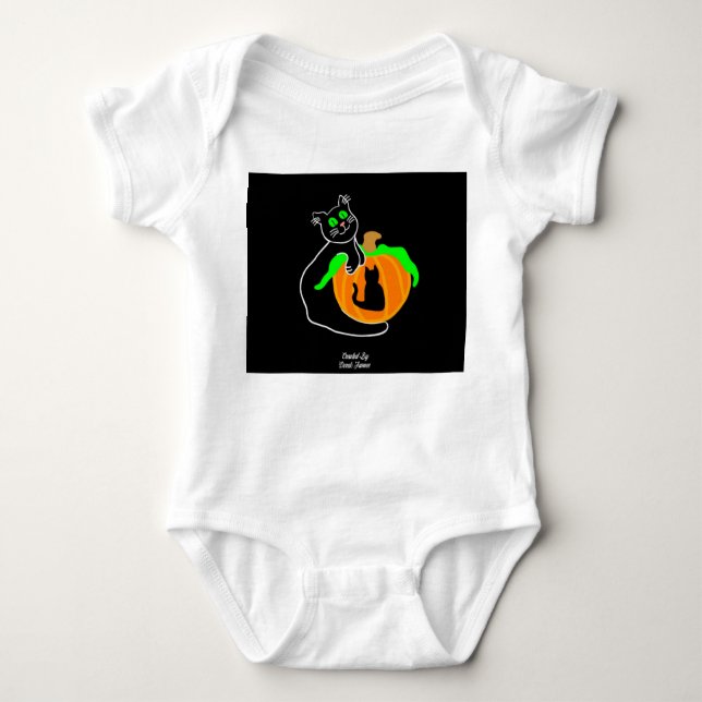 Body Para Bebê Black Cat Pumpkin Baby Jersey (Frente)