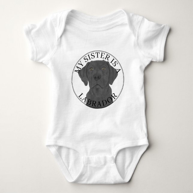 Body Para Bebê Black Labrador Dog Big Sister (Frente)