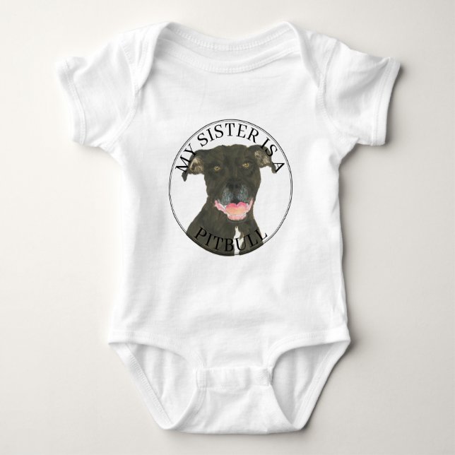 Body Para Bebê Black Pitbull Dog Big Sister (Frente)