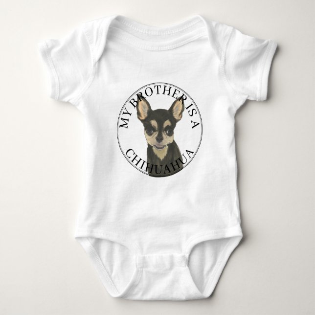 Body Para Bebê Black Tan Chihuahua Dog Big Brother (Frente)