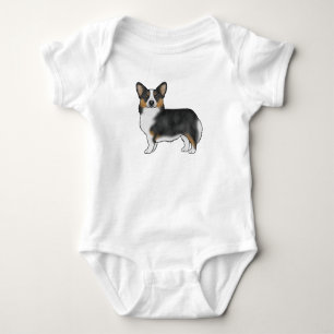 Body Para Bebê Black Tricolor Pembroke Welsh Corgi Dog Art Design