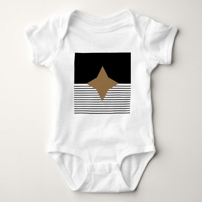 Body Para Bebê Black White Colorblock e Brown Diamond (Frente)