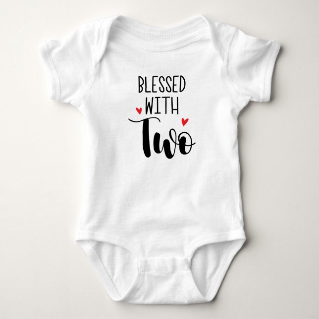 Body Para Bebê Blessed With Two Twins Baby Bodysuit (Frente)
