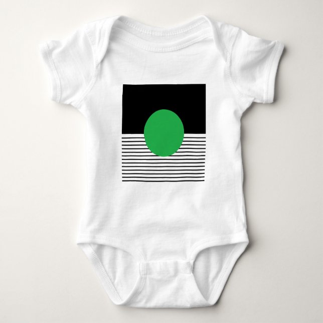 Body Para Bebê Bloqueio Branco Preto e Círculo Verde (Frente)