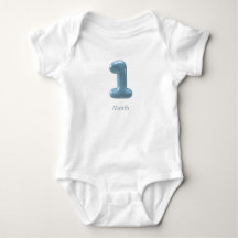Blue 3D Number 1 - 1 Month Baby Bodysuit
