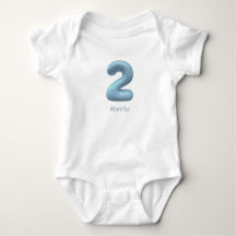 Blue 3D Number 2 - 2 Months Baby Bodysuit