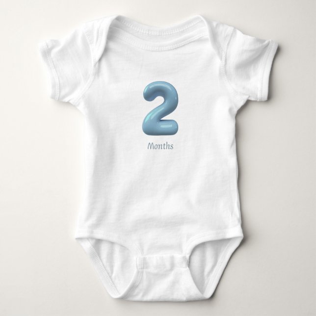 Body Para Bebê Blue 3D Number 2 - 2 Months Baby Bodysuit (Frente)